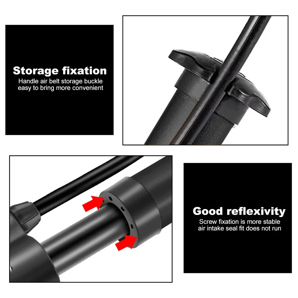 Portable Bicycle Pump Valve 80PSI Lightweight Balloon Manual Air Pump MTB Road Bike Tire Inflator Cycling Accesories