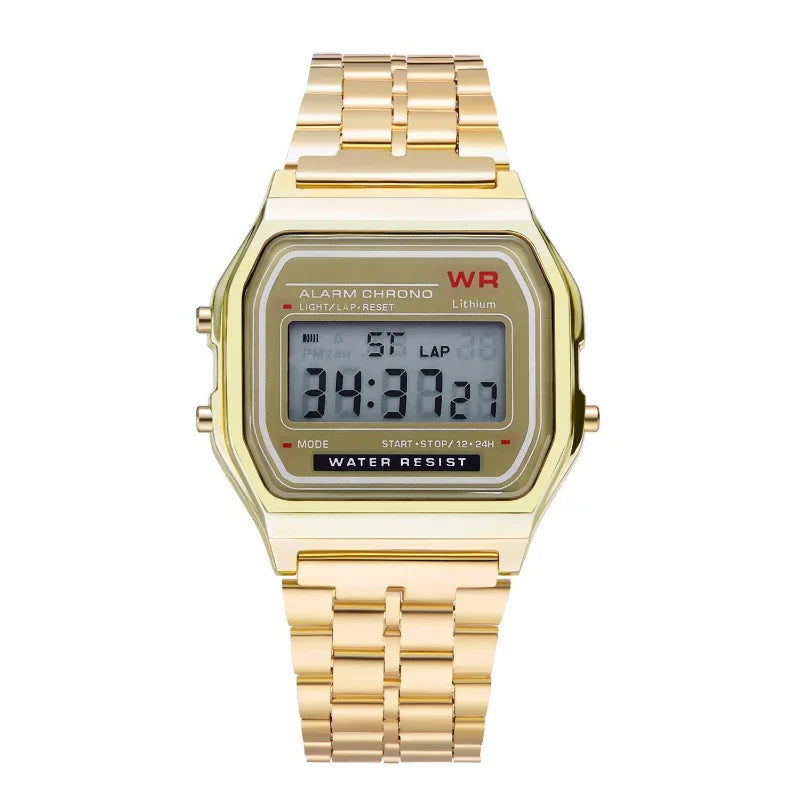 LED Digital Sports Wrist Watch Multifunction Steel Strap Business Electronic Clock for Men And Women