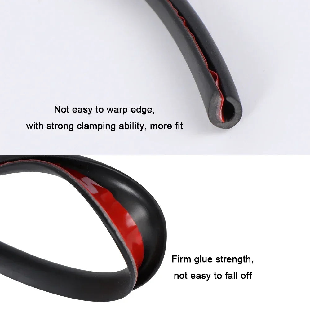 5M Car Door Edge Scratch Protector Strip Auto U Type Rubber Moulding Trim Protection Side Adhesive Sealing Guard Sticker