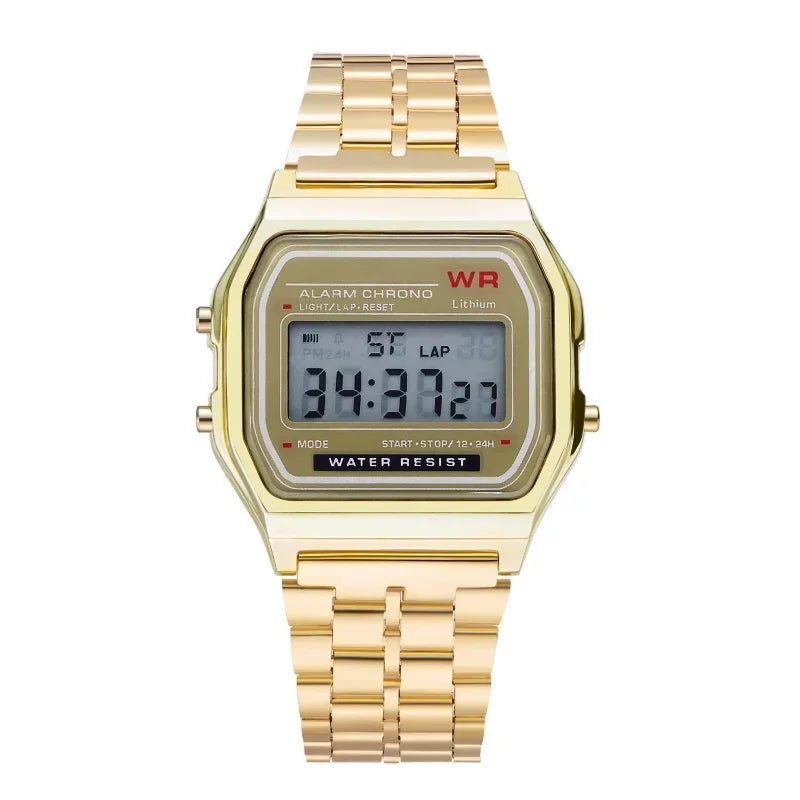 LED Digital Sports Wrist Watch Multifunction Steel Strap Business Electronic Clock for Men And Women