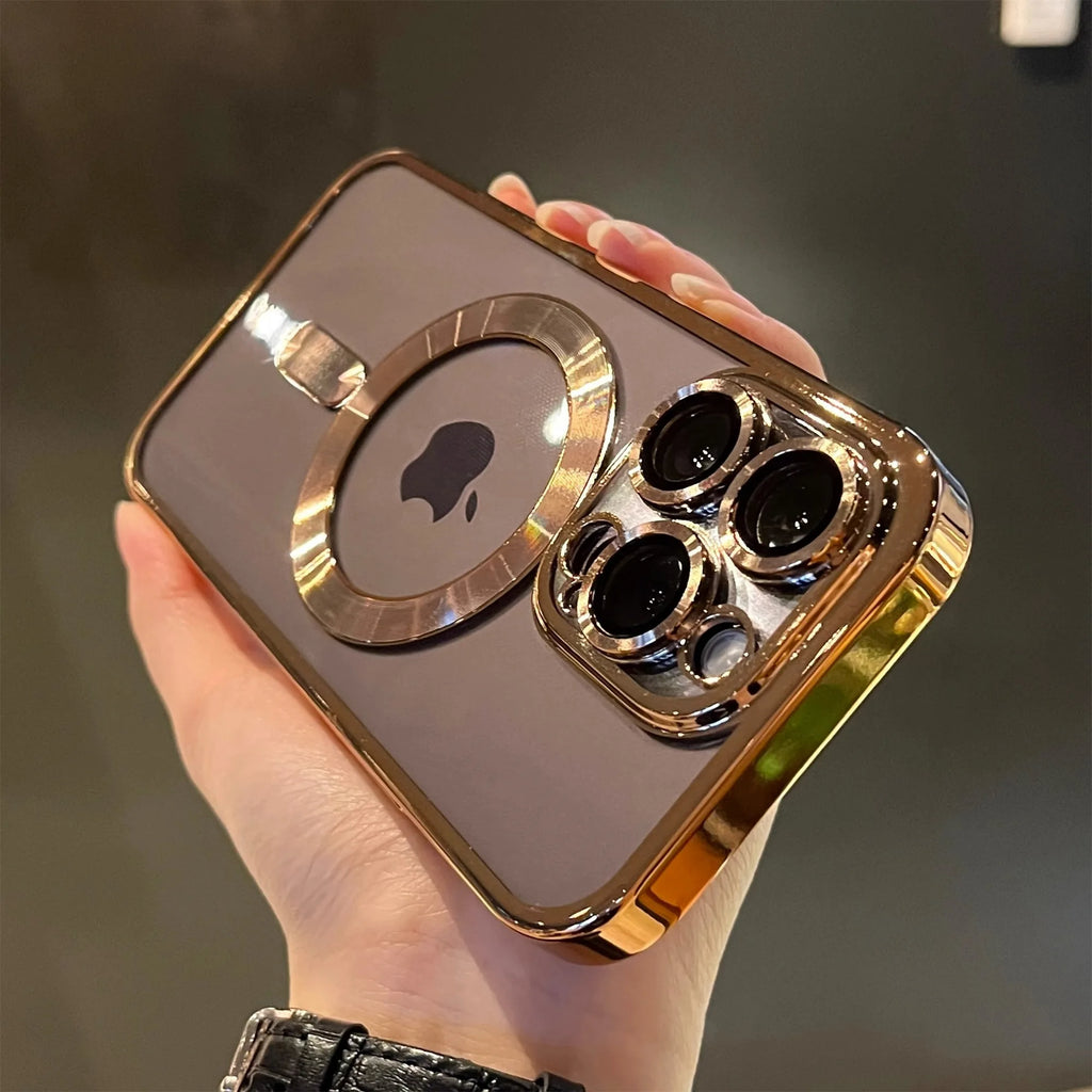 Luxury Magnetic Plating Clear Case For Magsafe Wireless Charging iPhone 11 12 13 14 15 16 17 Pro Max Air Plus Shockproof Cover
