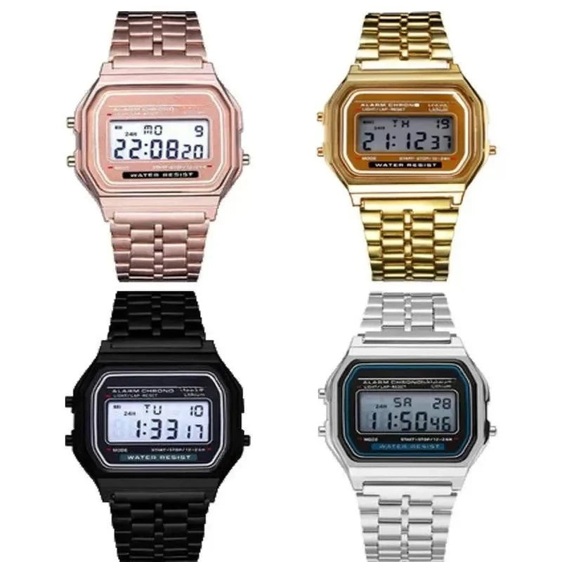 LED Digital Sports Wrist Watch Multifunction Steel Strap Business Electronic Clock for Men And Women